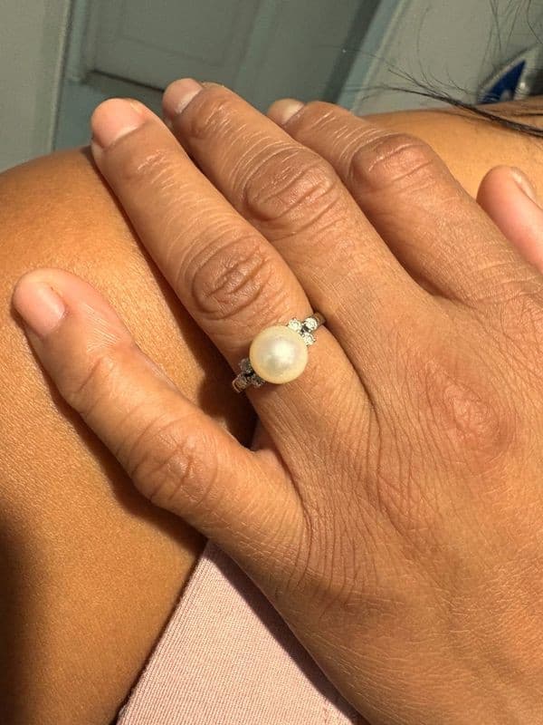 BAGUE PERLE ET DIAMANTS — vue 2