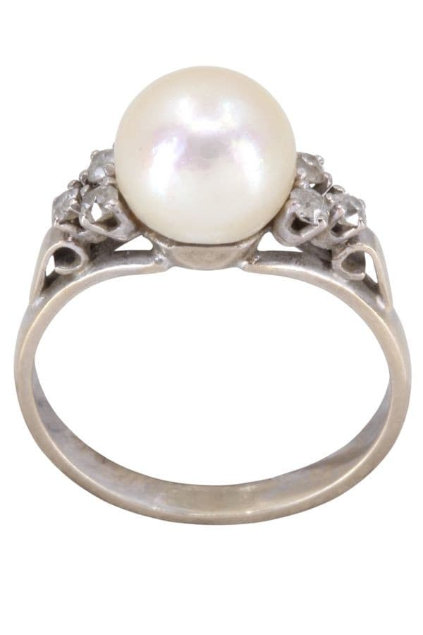 BAGUE PERLE ET DIAMANTS