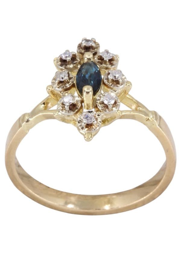 BAGUE SAPHIR ET DIAMANTS — vue 1