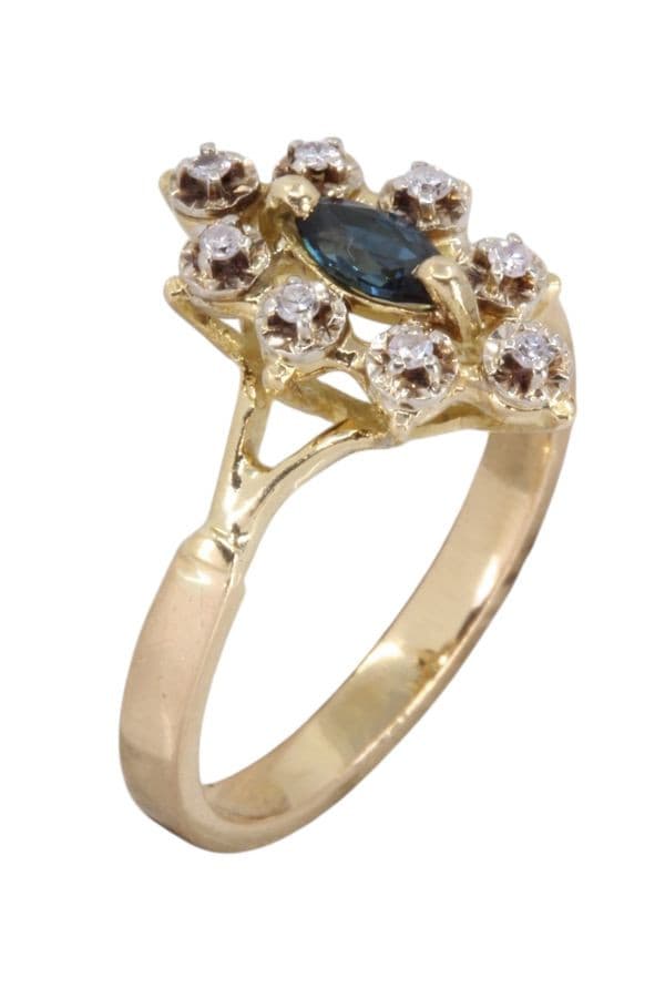 BAGUE SAPHIR ET DIAMANTS — vue 3