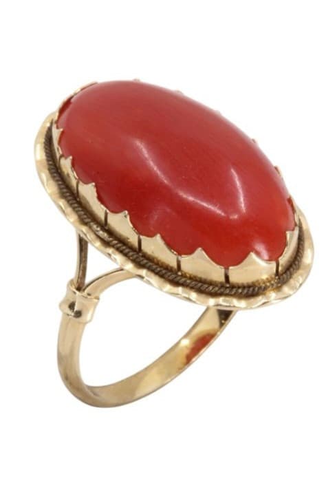 BAGUE ANCIENNE CORAIL — vue 3