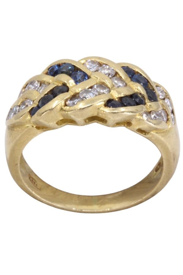 BAGUE TRESSÉE SAPHIRS ET DIAMANTS — vue 1