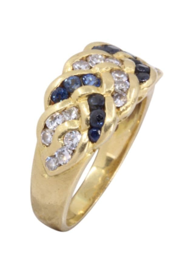BAGUE TRESSÉE SAPHIRS ET DIAMANTS — vue 3