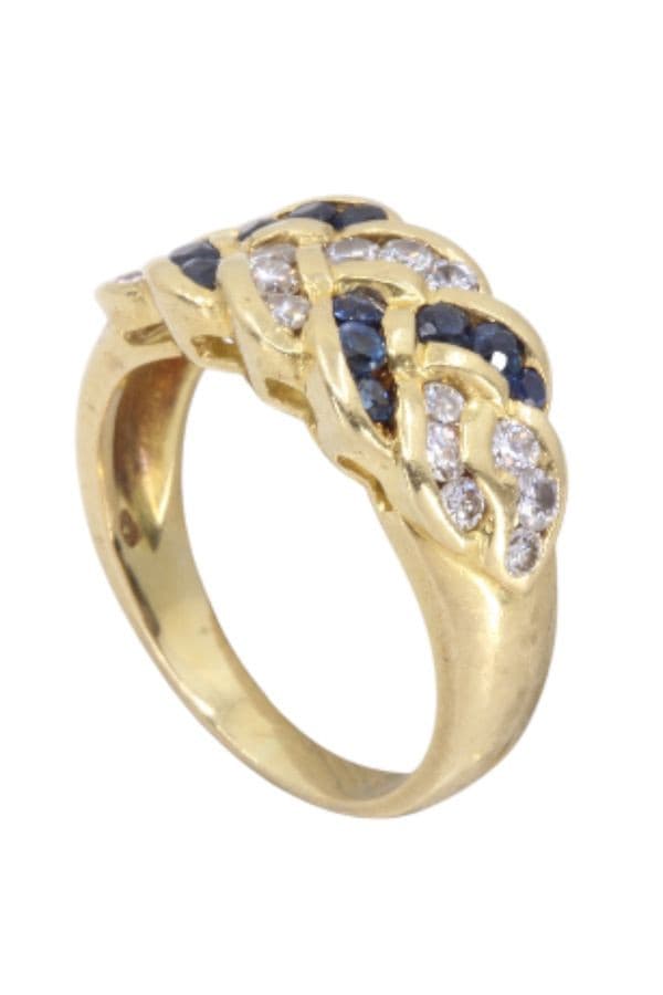 BAGUE TRESSÉE SAPHIRS ET DIAMANTS — vue 4