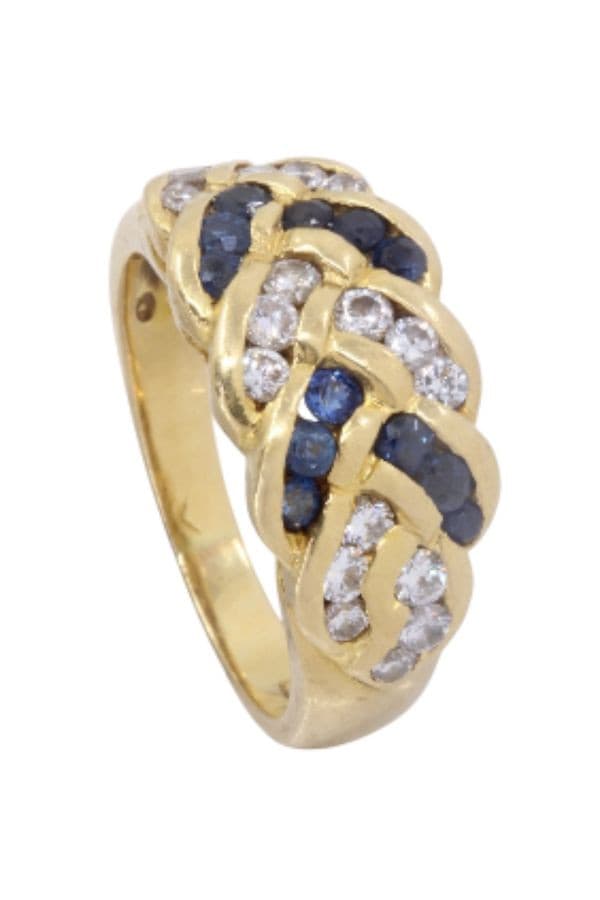 BAGUE TRESSÉE SAPHIRS ET DIAMANTS — vue 5