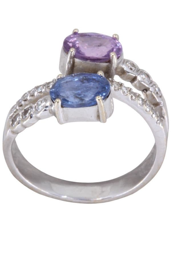 BAGUE SAPHIRS ROSE ET BLEU