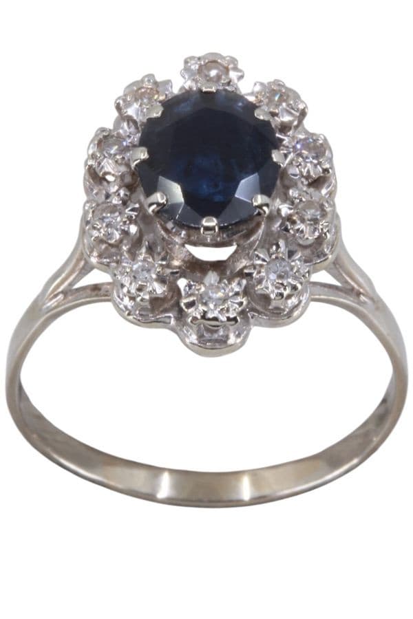 BAGUE MARGUERITE SAPHIR ET DIAMANTS — vue 1