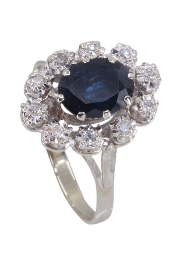 BAGUE MARGUERITE SAPHIR ET DIAMANTS — vue 5