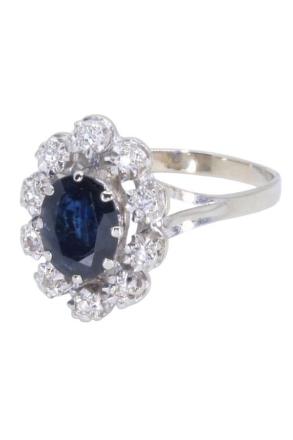 BAGUE MARGUERITE SAPHIR ET DIAMANTS — vue 6