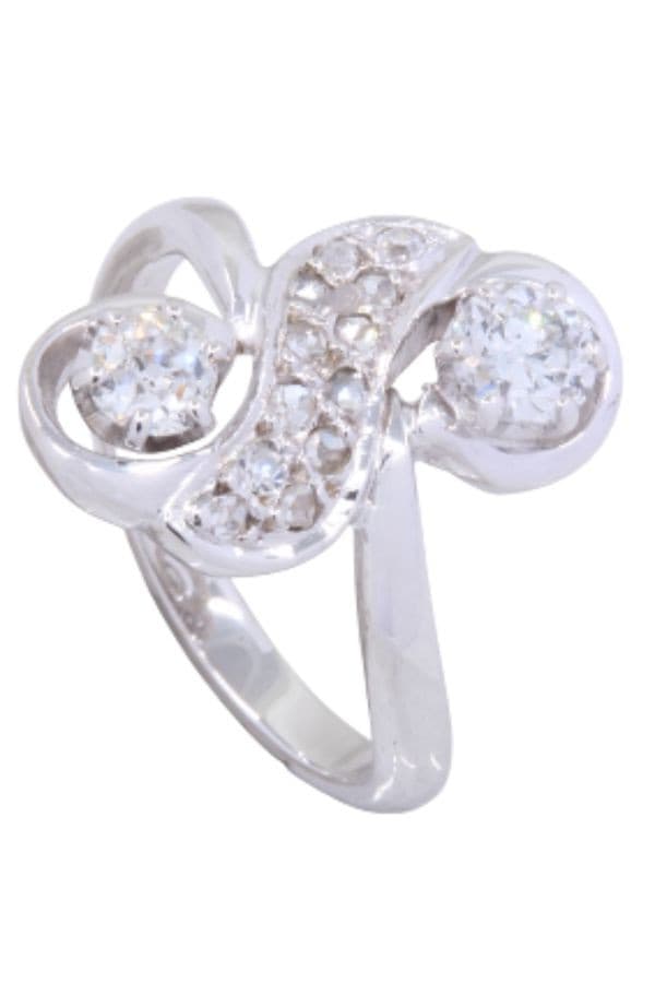 BAGUE ANCIENNNE TOI ET MOI DIAMANTS — vue 5