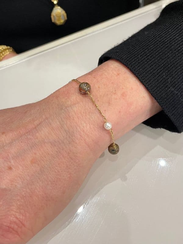 BRACELET JASPE ET PERLES — vue 2