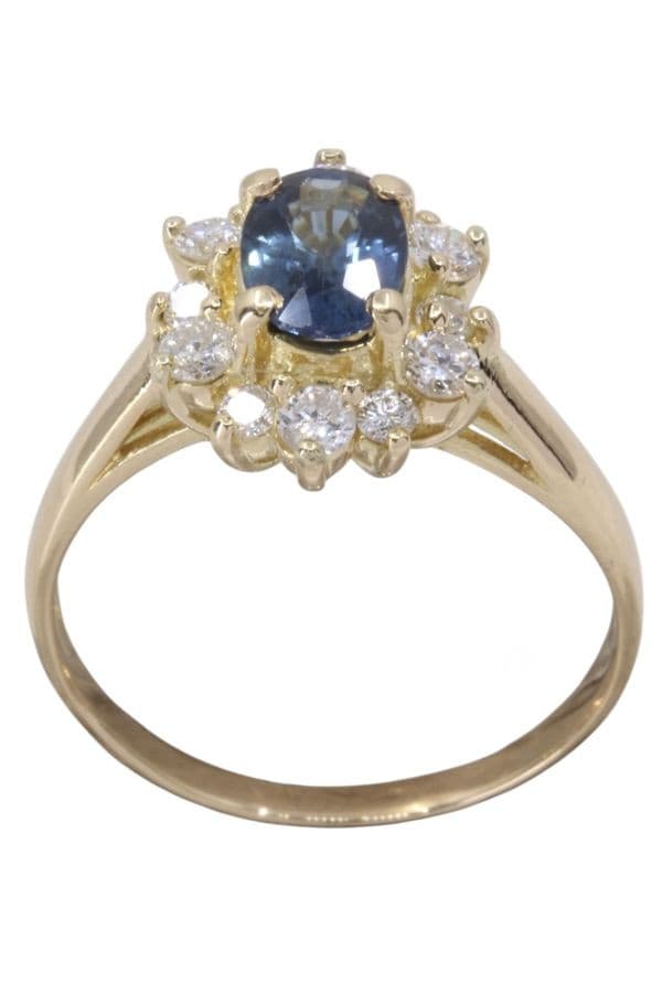 BAGUE MODERNE SAPHIR ET DIAMANTS — vue 1
