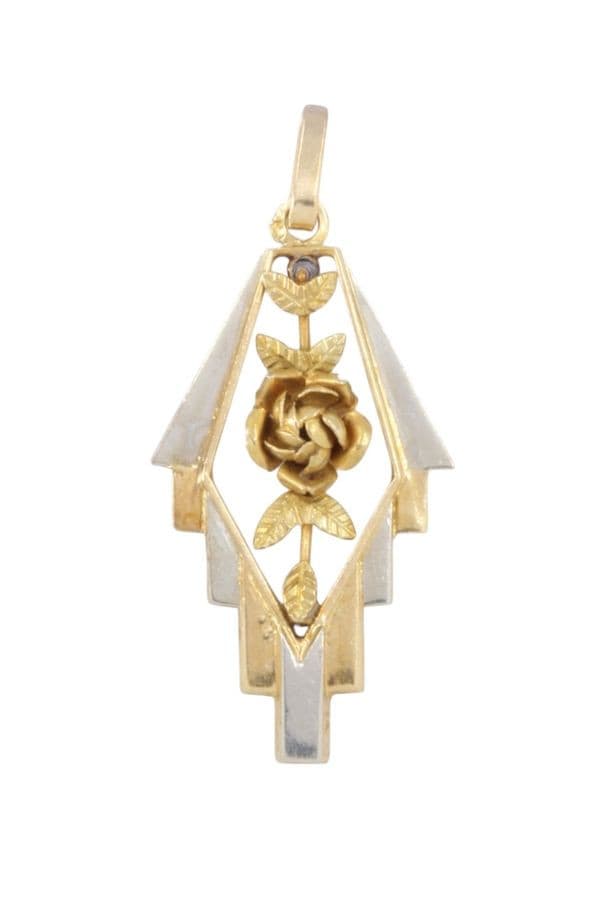 PENDENTIF ROSE ART-DÉCO — vue 1