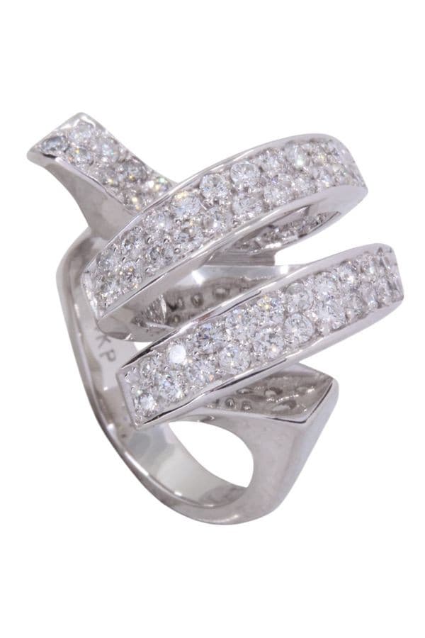 BAGUE MODERNE PAVAGE DIAMANTS — vue 5