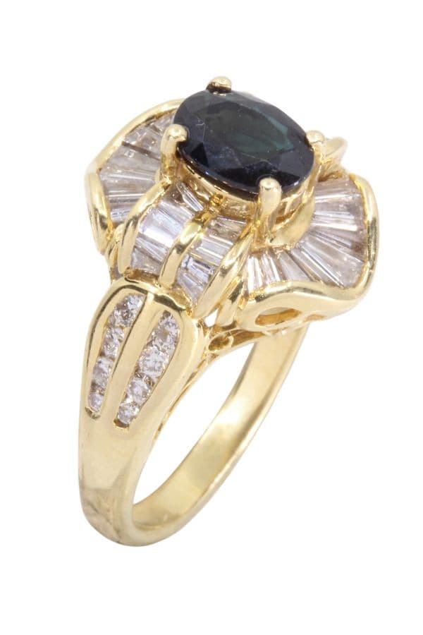 BAGUE SAPHIR ET DIAMANTS — vue 3
