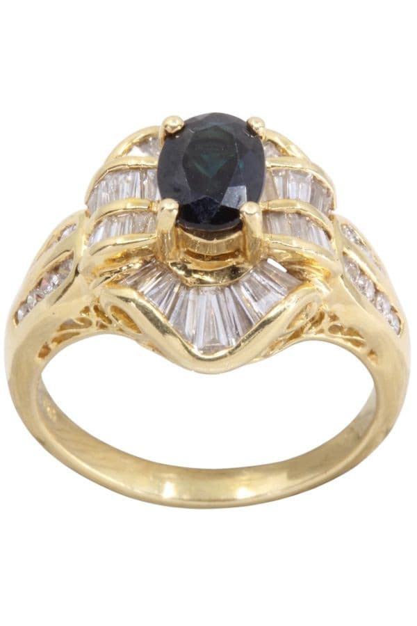 BAGUE SAPHIR ET DIAMANTS — vue 1