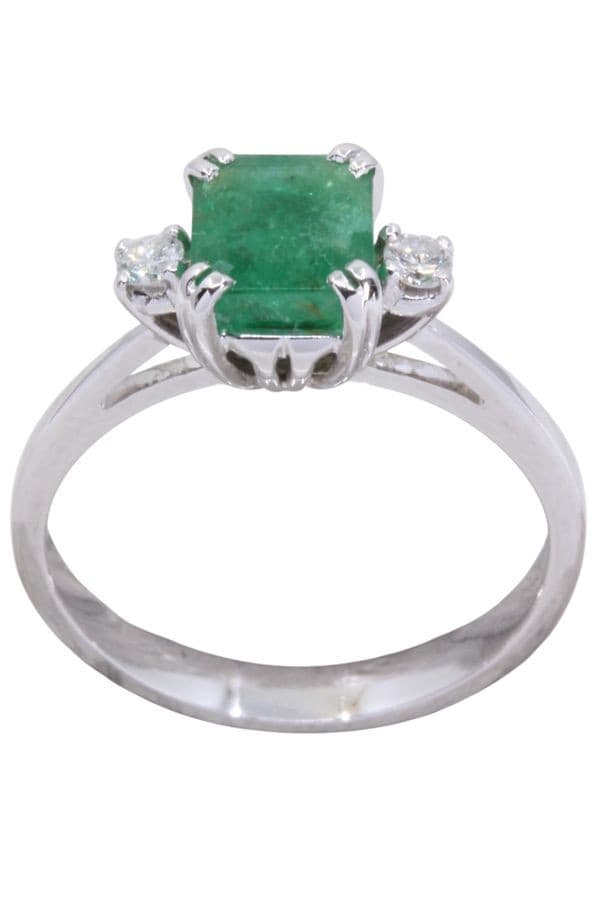 BAGUE EMERAUDE ET DIAMANTS — vue 1