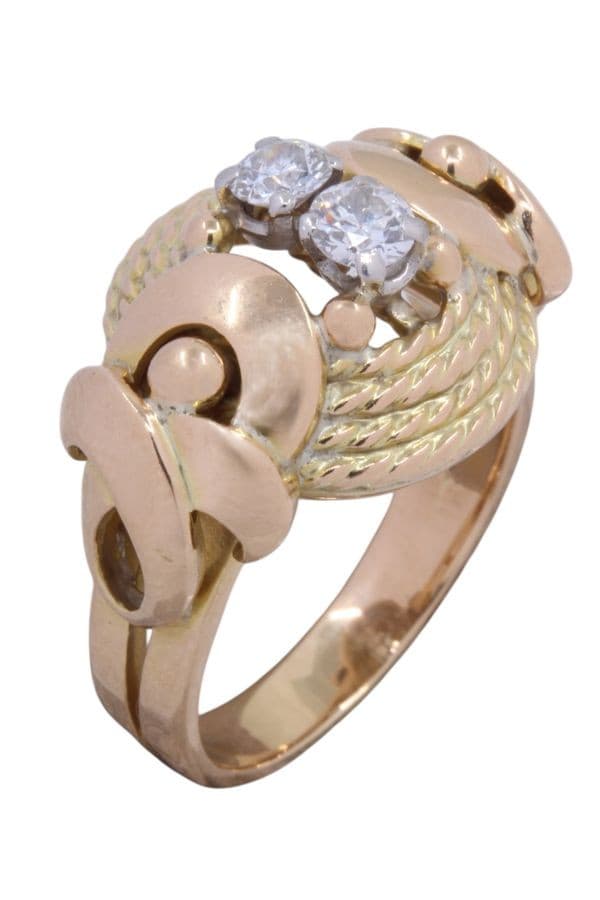 BAGUE ANNEES 50 DIAMANTS — vue 3