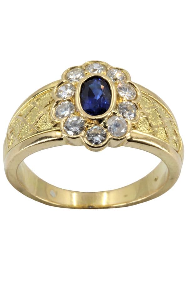 BAGUE MARGUERITE SAPHIR ET DIAMANTS — vue 1