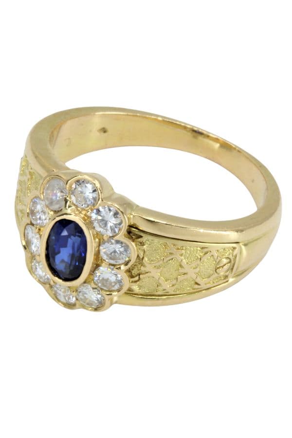 BAGUE MARGUERITE SAPHIR ET DIAMANTS — vue 3