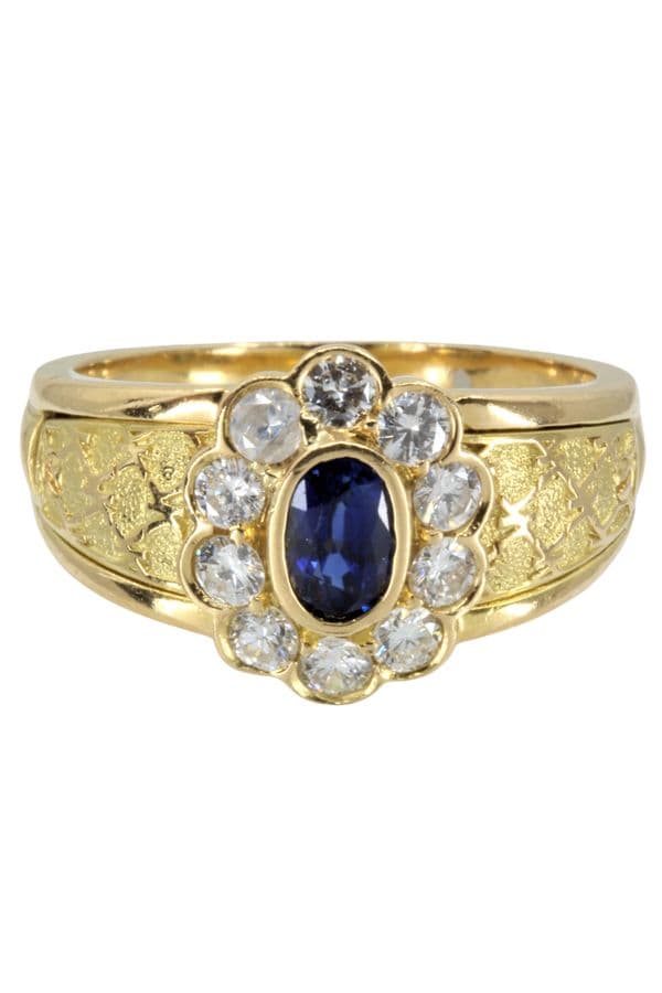BAGUE MARGUERITE SAPHIR ET DIAMANTS — vue 4
