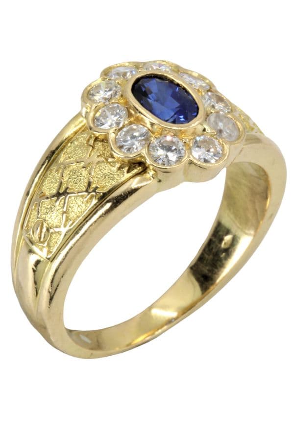 BAGUE MARGUERITE SAPHIR ET DIAMANTS — vue 5