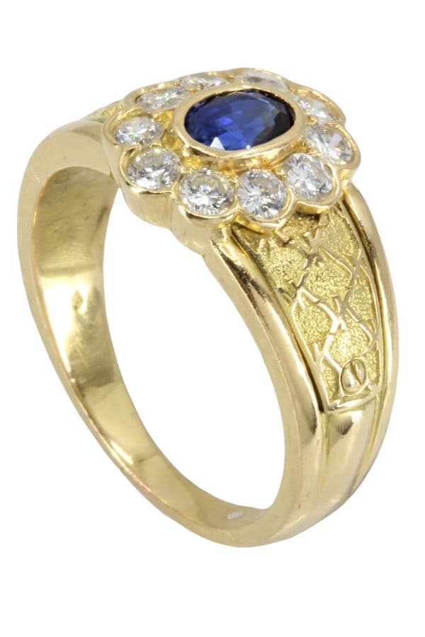 BAGUE MARGUERITE SAPHIR ET DIAMANTS — vue 6