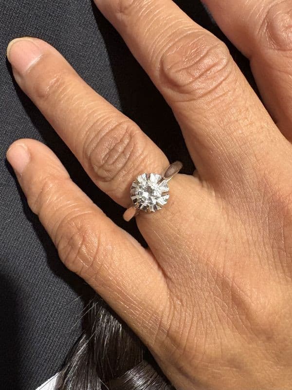 BAGUE SOLITAIRE ANCIEN DIAMANT — vue 2