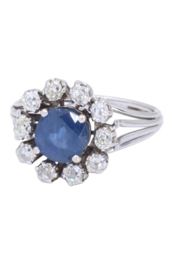 BAGUE MARGUERITE SAPHIR ET DIAMANTS — vue 6