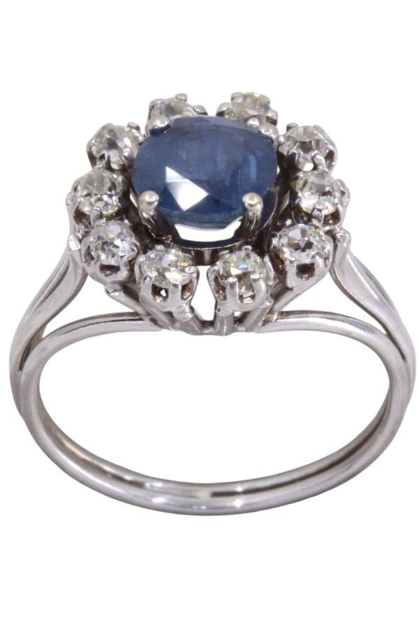 BAGUE MARGUERITE SAPHIR ET DIAMANTS — vue 1