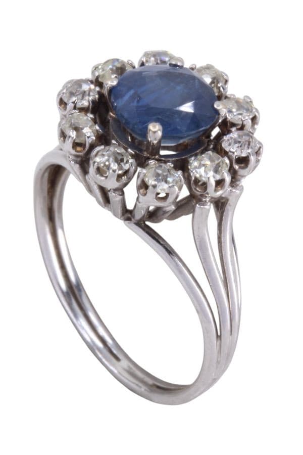 BAGUE MARGUERITE SAPHIR ET DIAMANTS — vue 4