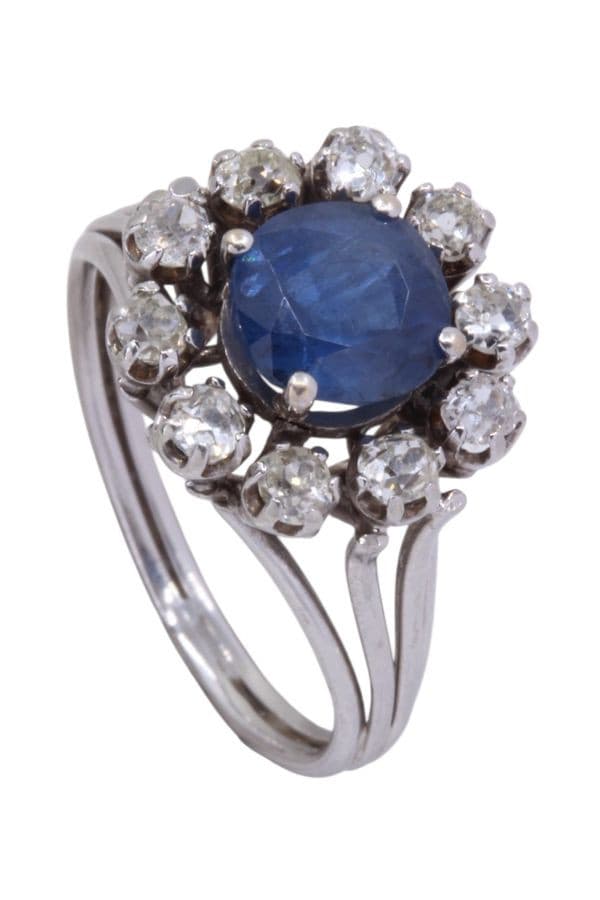 BAGUE MARGUERITE SAPHIR ET DIAMANTS — vue 5