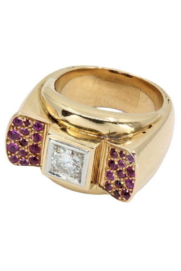 BAGUE TANK RUBIS ET DIAMANTS — vue 3