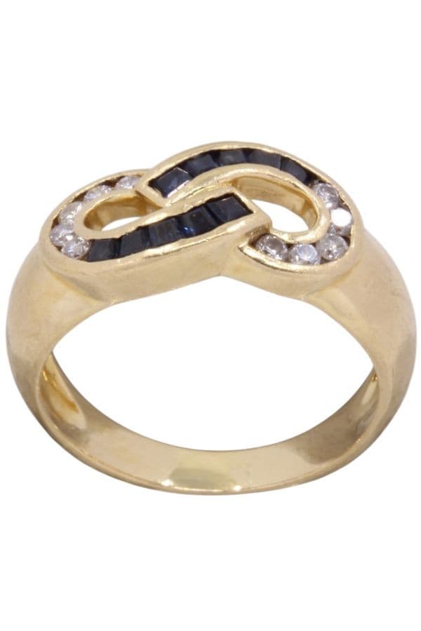 BAGUE MODERNE SAPHIRS ET DIAMANTS — vue 1