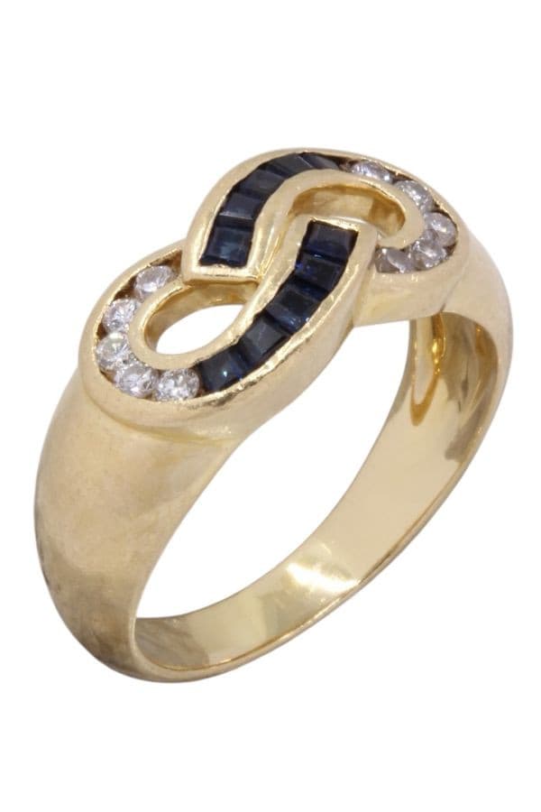 BAGUE MODERNE SAPHIRS ET DIAMANTS — vue 3