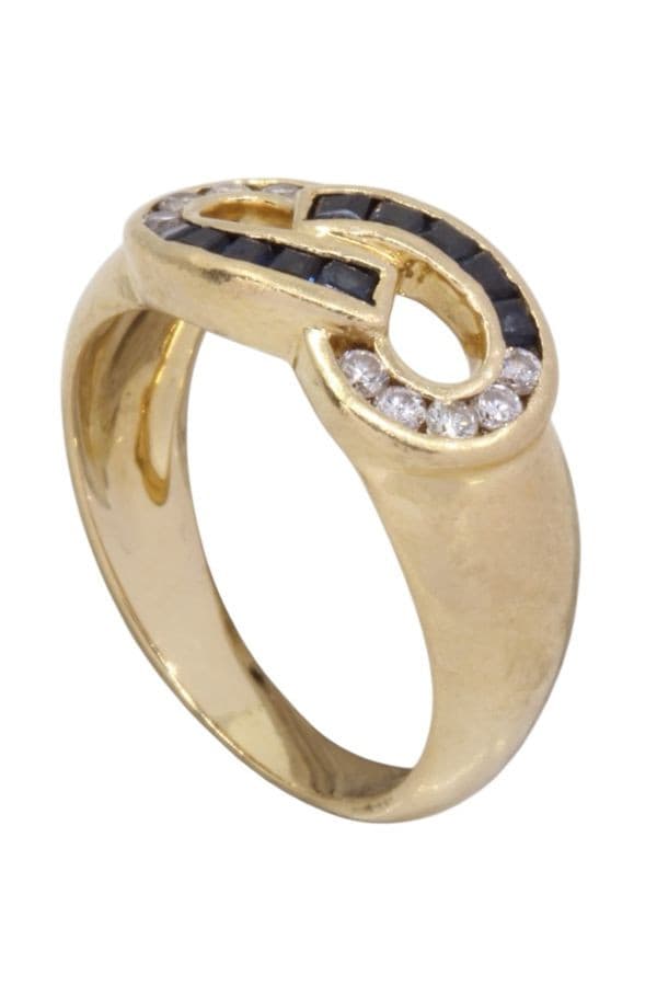 BAGUE MODERNE SAPHIRS ET DIAMANTS — vue 4