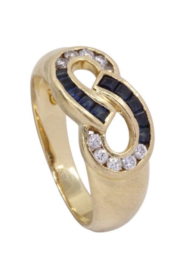 BAGUE MODERNE SAPHIRS ET DIAMANTS — vue 5