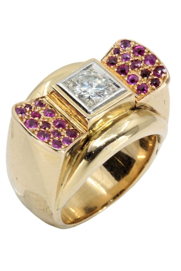 BAGUE TANK RUBIS ET DIAMANTS — vue 4
