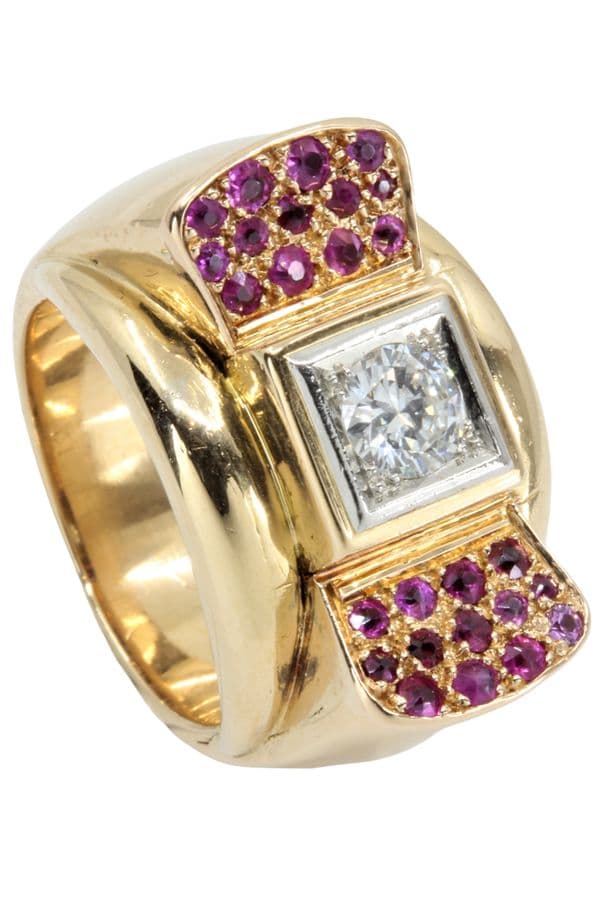 BAGUE TANK RUBIS ET DIAMANTS — vue 5