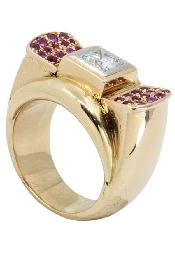 BAGUE TANK RUBIS ET DIAMANTS — vue 6