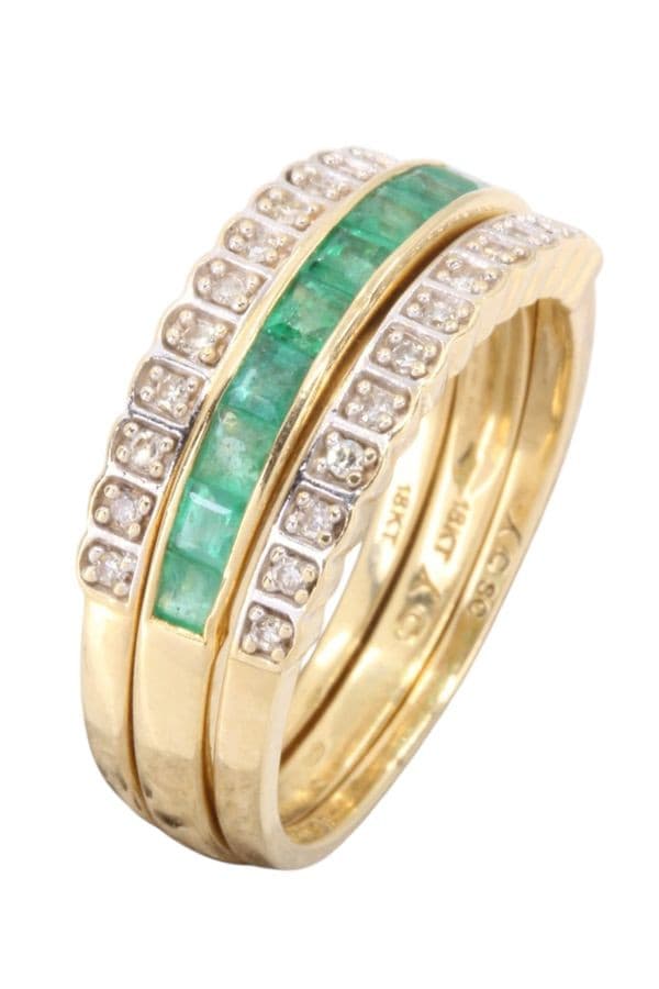 BAGUE DIAMANTS SAPHIRS ET EMERAUDES — vue 5