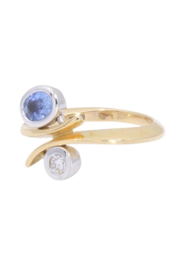 BAGUE 2 ORS SAPHIR ET DIAMANT — vue 5
