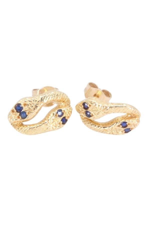 BOUCLES D'OREILLES SERPENTS SAPHIRS — vue 3