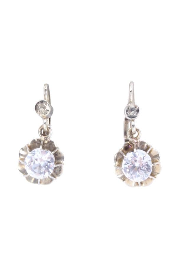 DORMEUSES 2 ORS SAPHIRS BLANCS ET DIAMANTS