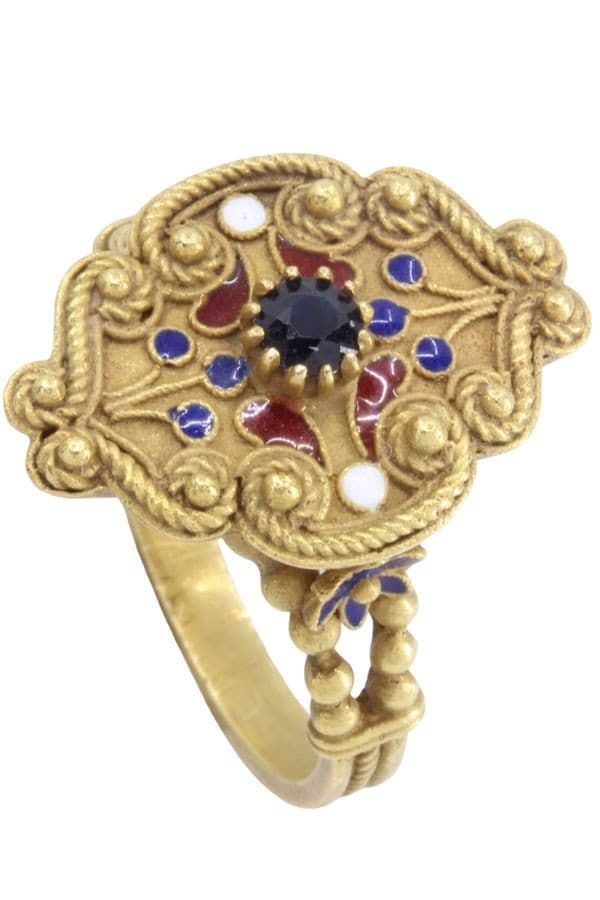 BAGUE ANCIENNE ÉMAILLÉE SAPHIR — vue 5