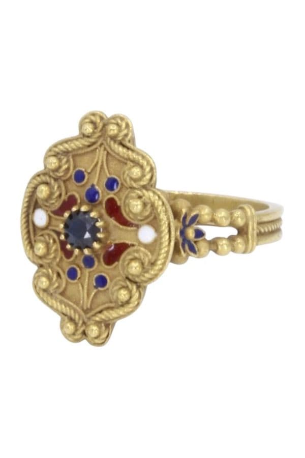 BAGUE ANCIENNE ÉMAILLÉE SAPHIR — vue 6