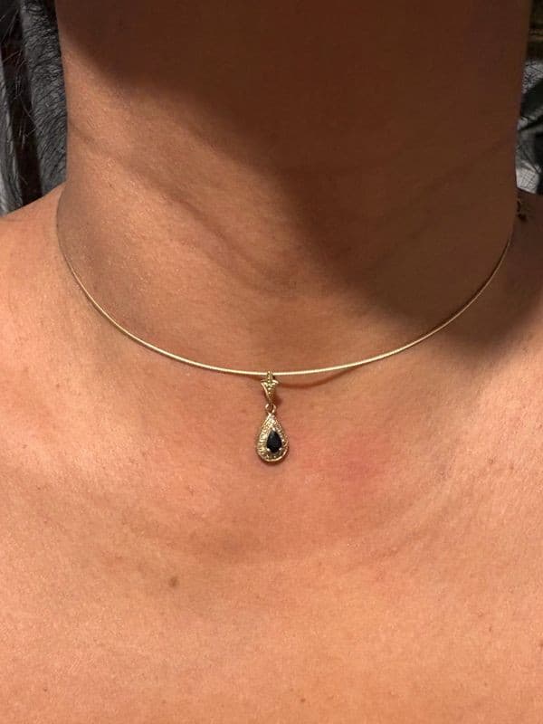 PENDENTIF GOUTTE SAPHIR DIAMANTS — vue 2