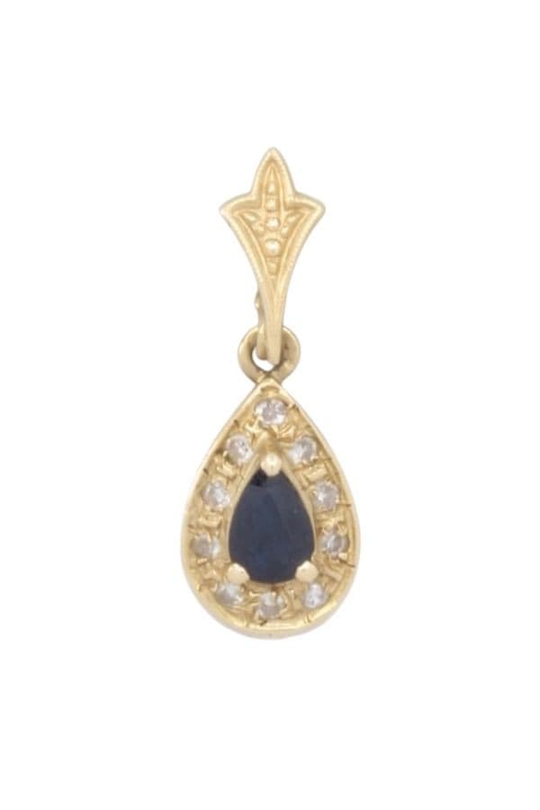 PENDENTIF GOUTTE SAPHIR DIAMANTS — vue 1