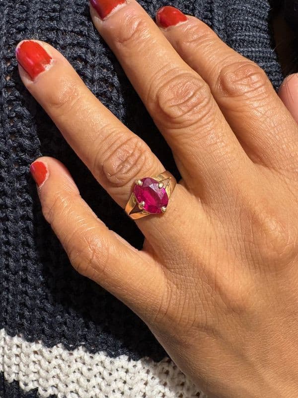 BAGUE ANCIENNE RUBIS VERNEUIL — vue 2
