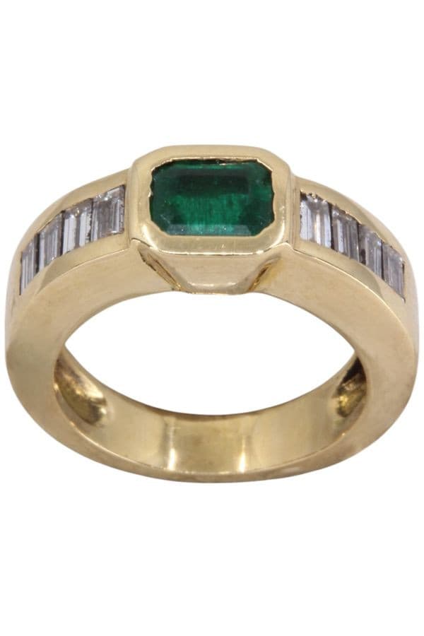 BAGUE EMERAUDE ET DIAMANTS